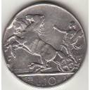 1928 10 Lire Argento Tipo Biga Conservazione Vittorio Emanuele III BB
